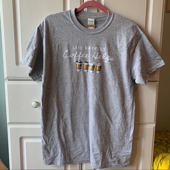 NWT Life Happens Coffee Helps T-Shirt - Picture 3 of 6